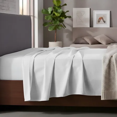 Lençol Solteiro Sem Elástico Algodão Percal 180 Fios Hotel Cor Branco Desenho Do Tecido Liso