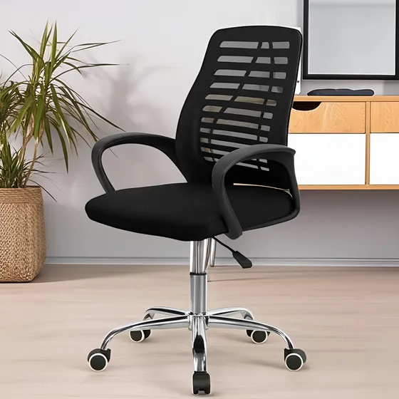 Cadeira De Escritório Dubai DUB8210-1 Ergonômica com Estofado de Malha Preto