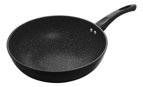 Frigideira Grande Wok Indução Alumínio Granilite Preto 28cm - Lyor