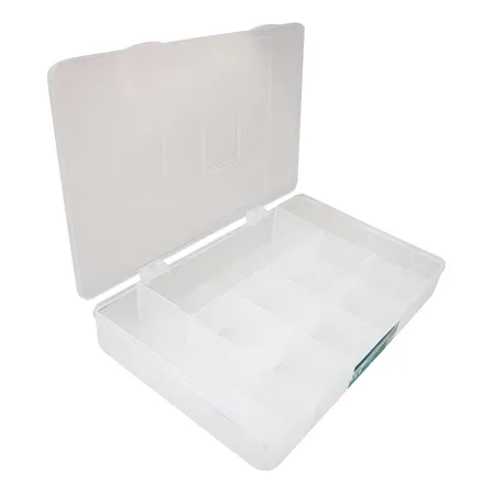 Caixa Organizadora Plasmont M 11 Divisórias Transparente Ref 0398 Estojo Multiuso Para Pesca Miçangas Bijuterias Joias Parafusos E Ferramentas Resistente Com Trava Kit Organização Plástico Cristal