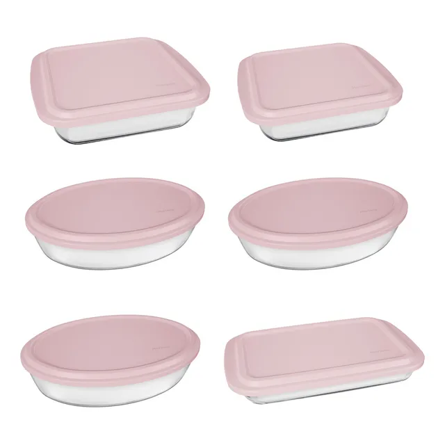 Conjunto Assadeiras 6 Peças com Tampa Cor Rosa - Marinex