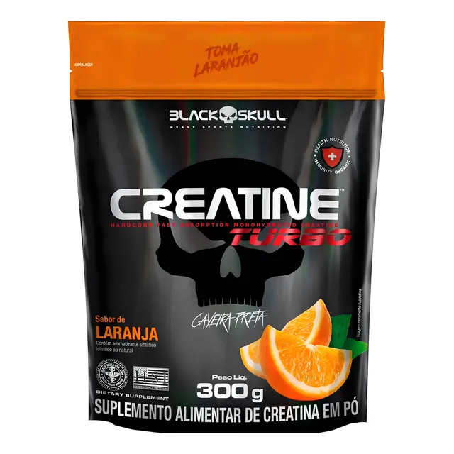 Creatina Turbo Refil - 300g - Caveira Preta / Black Skull Sabor Laranja