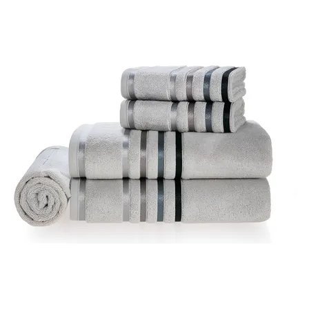 Jogo Toalha Banhão Gigante 5pç Lumina Karsten Fio Penteado Cor Cinza Mineral