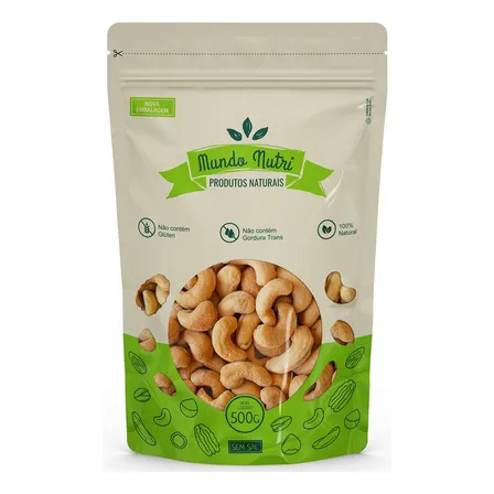 500g Castanha Caju W1 Sem Sal Torrada Inteira Premium Mundo Nutri