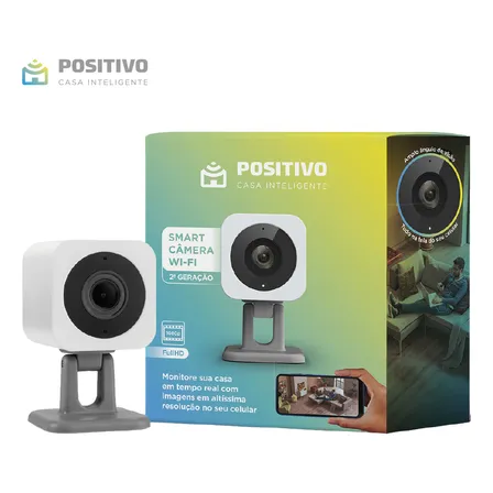 Smart Câmera Wi-fi Positivo Casa Inteligente, 1080p Full Hd, 20 Fps, Áudio Bidirecional, Detecção De Movimentos, Visão Noturna, Bivolt Compatível Com Alexa Branco