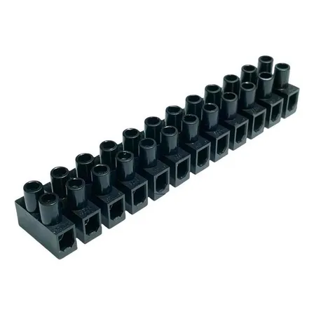 Barra Conector Borne 4mm Preto 12 Vias Fio Elétrico 450V Lukma