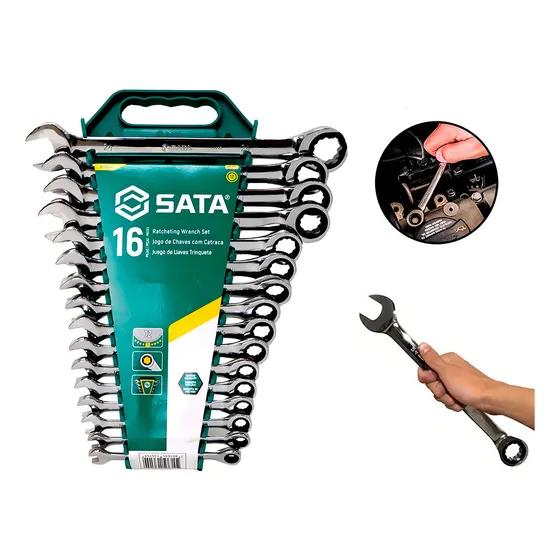 Jogo De Chave Combinada Catraca 8 A 24mm Sata St08034l