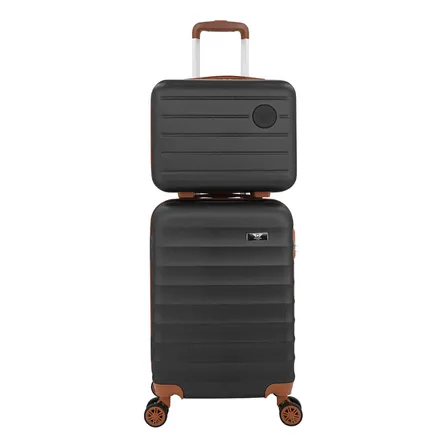 Kit Mala De Viagem Bordo Mão Pequena 10kg Abs Cadeado 360 Cor Preto