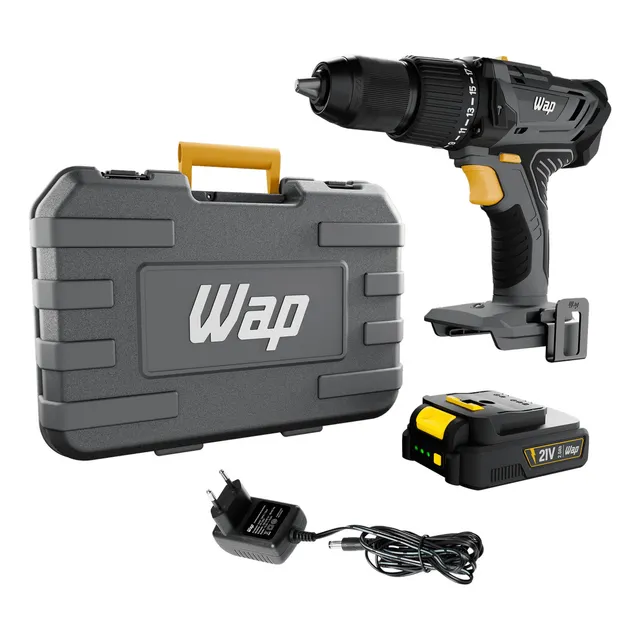 Parafusadeira Furadeira Impacto K21 Id03 13mm 60nm Sem Fio Maleta Wap Cinzo Com Preto 127v/220v 50/60 Hz