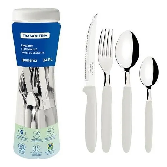 Faqueiro Tramontina Ipanema Inox 24 Pçs Serve Até 6 Pessoas Cor Branco