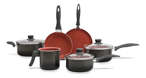 Brinox - Jogo de Panelas Antiaderente Ceramic Life 6 Peças Easy - Carbono