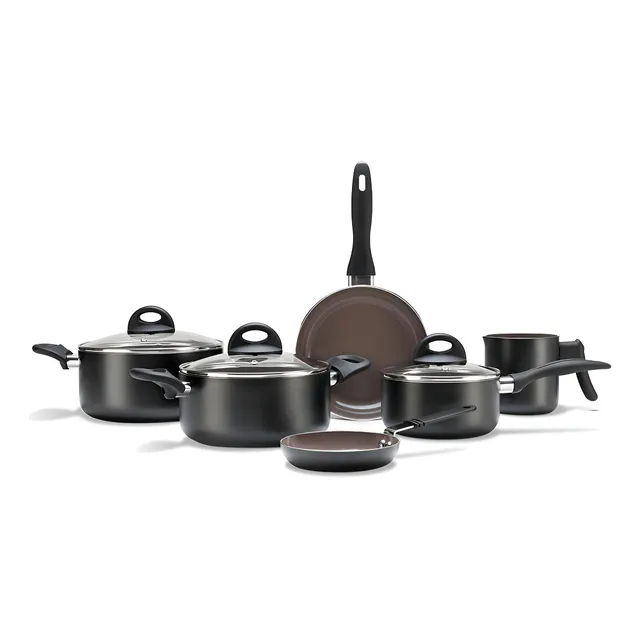 Jogo Panelas Revest Cerâmica Smart Plus 6pcs Preto Brinox