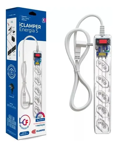 Filtro de linha de 5 tomadas Clamper iClamper Energia 5 cor transparente comprimento do cabo de 1m
