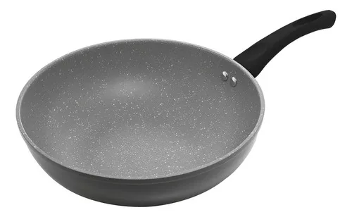 Frigideira Wok Antiaderente De Indução Granilite 28cm Lyor Cor Cinza