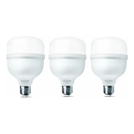 Kit 3 Lâmpadas Led Alta Potência Super Bulbo 40w Branco Frio Luz Branco-frio