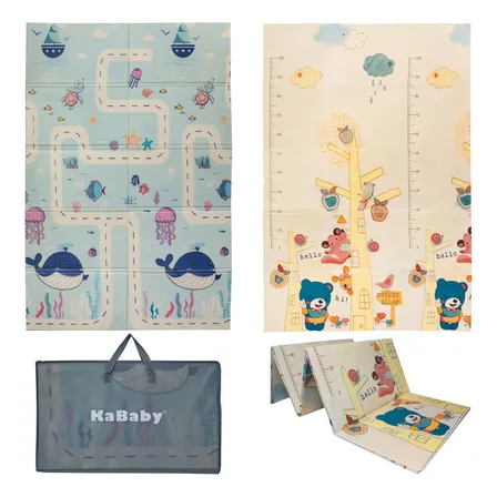 Tapete Infantil De Atividades Tatame Emborrachado Dobrável Xpe - Baleia E Urso Azul