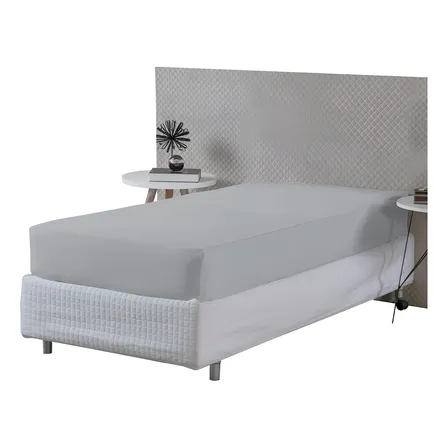 Lençol Solteiro King SBX com Elástico Malha Algodão Cinza 200x190cm