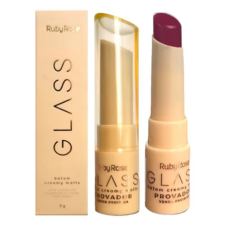 Batom Creamy Matte Glass Ruby Rose Aveludado Resistente Água Cor GL08
