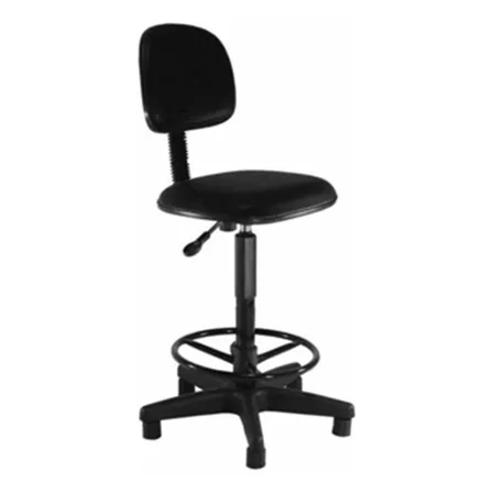 Cadeira Caixa Alta Renaflex Corano Preto Giratória com Aro para Pés