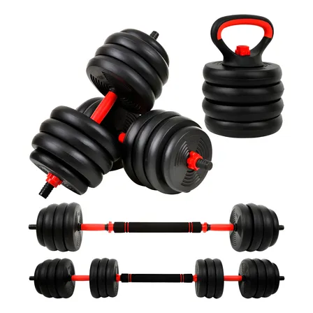 Kit 6 em 1 Halteres e Anilhas Ajustáveis Kettlebell Fit Cor Preto Ahead Sports