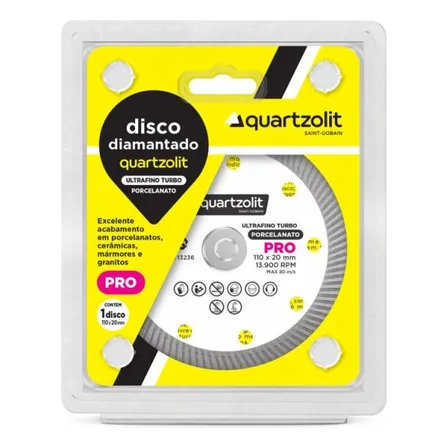 Disco Diamantado 110mm Quartzolit Porcelanato Ultrafino Turbo Branco