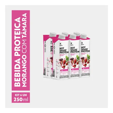 Bebida Proteica NotCo NotShake Protein Morango com Tamara 250ml, 6 Unidades