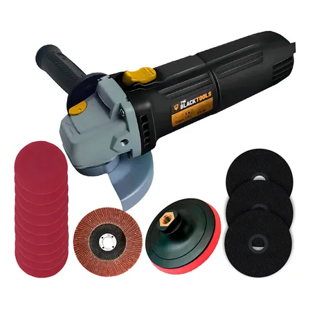 Esmerilhadeira Angular Profissional 4.1/2 Com Suporte Boina E Discos Bta780 The Black Tools