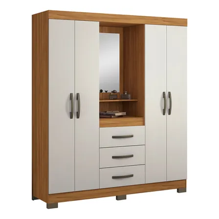 Guarda-roupa Notavel Nt 5015 Nt 5015 Cor Freijó/off White De Mdf Com 4 Portas Articuladas