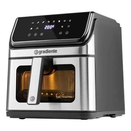 Fritadeira Eletrica Sem Óleo Airfryer 7,6 Litros Grand Prime Gradiente Cesto Removível Inox Com Timer