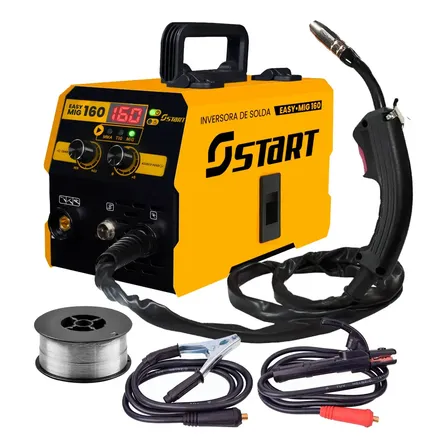 Máquina Solda Inversora Mig 160a Sem Gás 3 Em 1 Tig Lift Eletrodo Easymig Start Cor Amarelo 50 Hz/60 Hz 220v