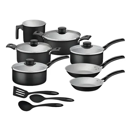 Jogo de Panelas Tramontina Turim em Alumínio com Revestimento Interno e Externo em Antiaderente Starflon Max Preto 10 Peças