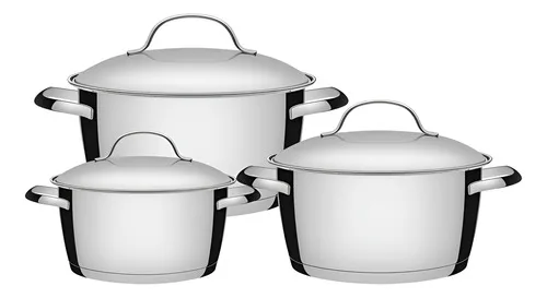 Jogo De Panelas Tramontina Inox Fundo Triplo Allegra 3 Pç Prateado