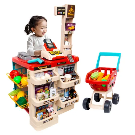 Mini Infantil Caixa Registradora E Carrinho 48 Peças Cor Vermelho