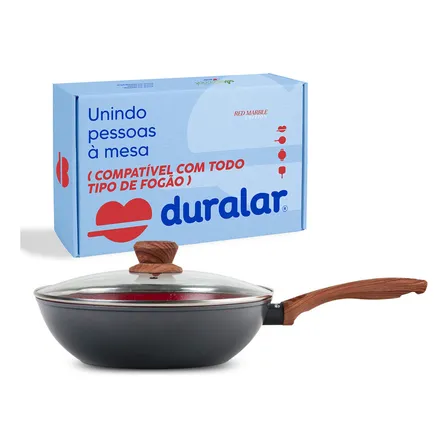 Frigideira Wok Cerâmica Antiaderente N28 Red Marble Duralar