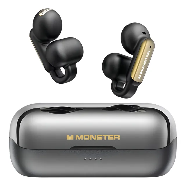 Fones Sem Fio Bluetooth Monster Ipx6 Waterproof Gamer Com Microfone Hd Integrado, Fones Bluetooth Abertos Com Cancelamento De Ruído, Fones De Ouvido Esportivos Com Clipe Preto