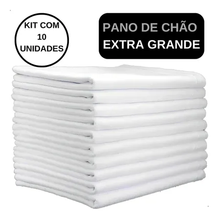 Kit 10 Panos de Chão Ditap Mix Limpeza Pesada Algodão Branco Extra Grande
