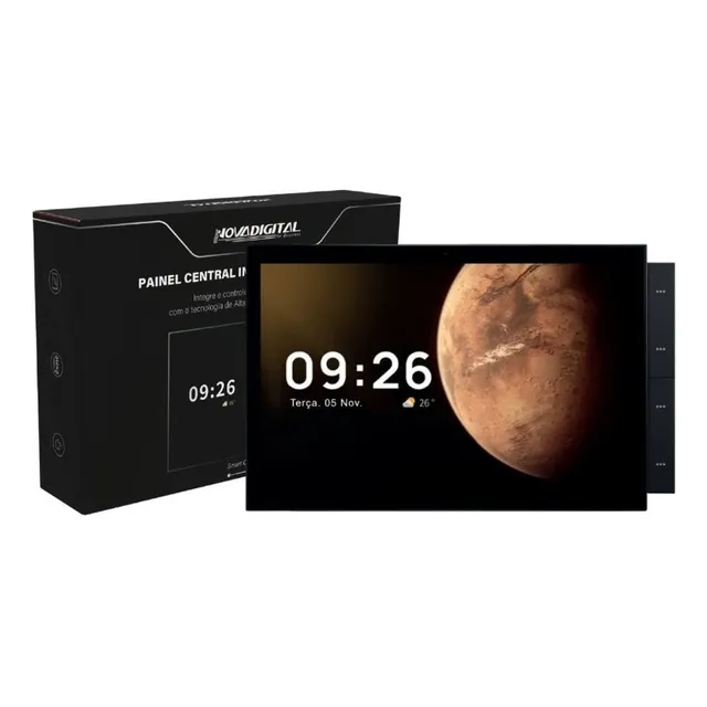 Painel Central Inteligente Wifi Zigbee Novadigital Hub Maxpanel Mpn-10 Multifuncional Tuya Smart Life Alexa Integrada Com Câmera Preto 127/220v