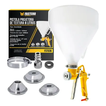Pistola Projetora De Textura 6 Litros Fasterr Fst036 Cor Amarelo
