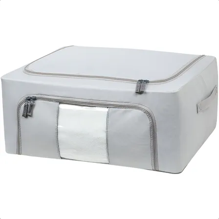 Organizador Multiuso Dobrável Roupas Edredom Toalhas M 40lts Cor Cinza