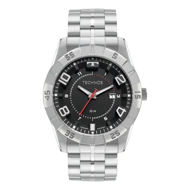 Relógio Technos Racer Masculino Dourado Analógico Quartzo 50m Fundo Preto Prateado