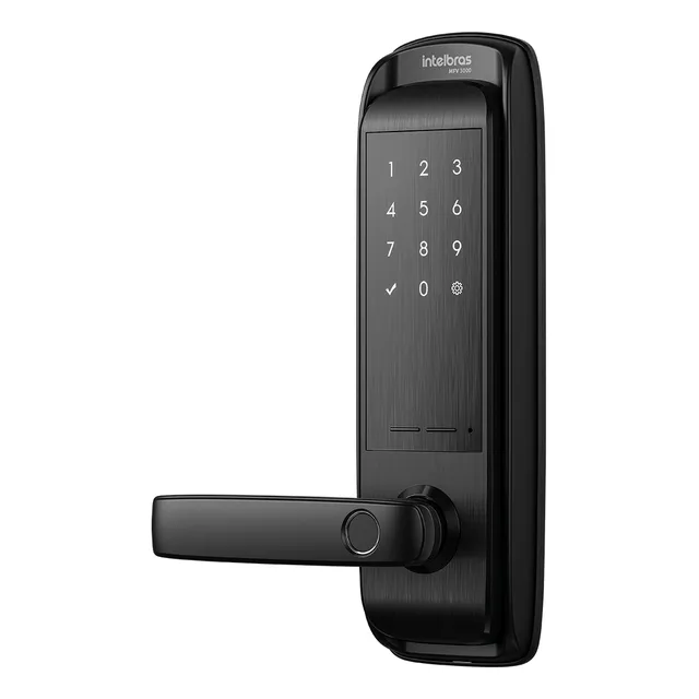Fechadura Smart Inteligente De Embutir com Maçaneta Mfv 3000 Preta Intelbras Cor Preto