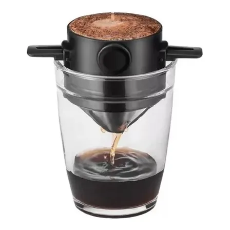 Coador de Café Inox Portátil Mini Individual com Abas Dobráveis