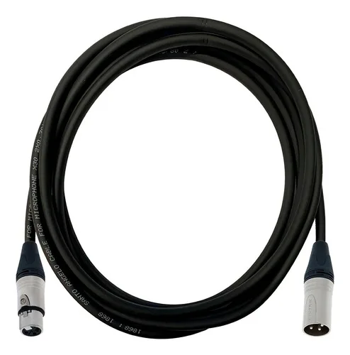 Fio Plug Do 1 Xlr Macho Em 1 Xlr Fêmea Neutrik Nc3-fxx + Nc3-mxx Preto Do 10m
