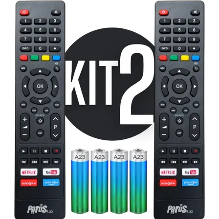 Kit 2 Controle Remoto Para Tv Philco Smart 4k Teclas Netflix, Youtube, Globoplay E Prime Video Parosflux