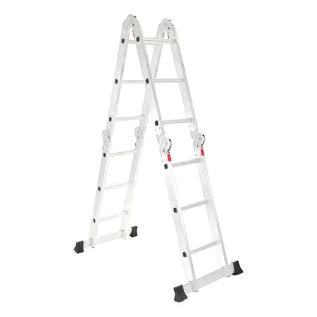 Escada 12 degraus Garden Life multifuncional 3,32m alumínio reforçado cor cinza