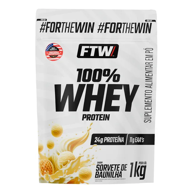 Whey Protein 100% Refil 1kg Sabor Sorvete De Baunilha - FTW