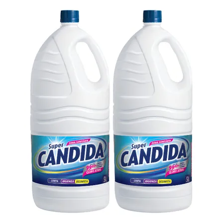 2 Unid. Água Sanitária Super Cândida Galão 5 Litros Limpeza