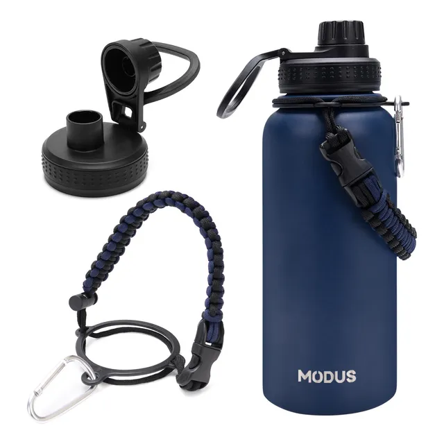 Modus 1000ml Garrafa Térmica Aço Inoxidável Com Alça Paracord Cor Azul Manutenção De Temperatura Azul-marinho