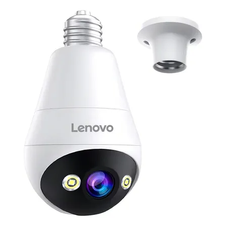 Câmera Lenovo 3mp Wifi E27 Lâmpada Câmera De Segurança 220v Cor Branco