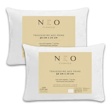 Kit 2 Travesseiros Toque De Pluma Neo 50x70cm Camesa